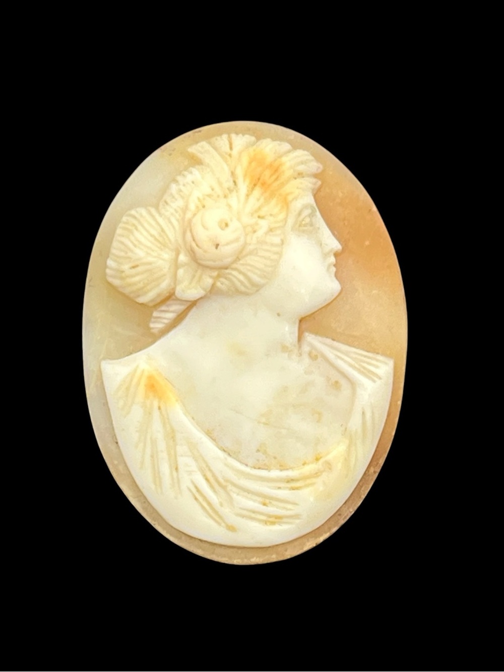 Cameo lady carved unmounted loose Cameo for repair jewelry vintage